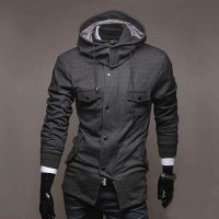 Sweat a capuche Hoodie Veste Men Fashion Gilet Blouson Outwear Homme Gris